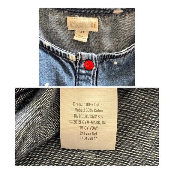 Gymboree Polka Dot Bubble Sleeve Denim Dress - 2T - Picture 3 of 4